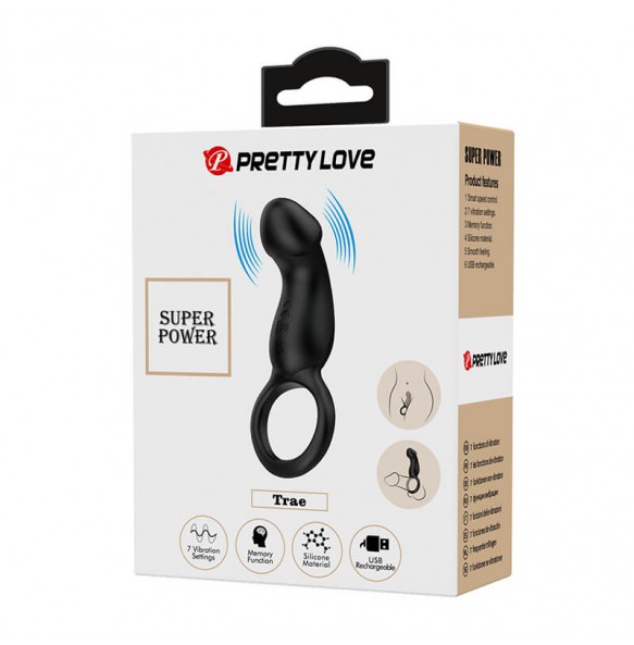 PRETTY LOVE - Trae Vibrating Penis Ring (Chargeable - Black)